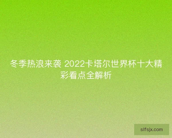冬季热浪来袭 2022卡塔尔世界杯十大精彩看点全解析