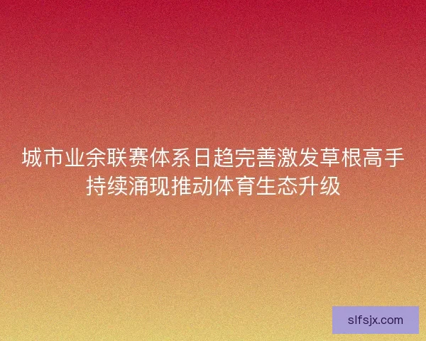 城市业余联赛体系日趋完善激发草根高手持续涌现推动体育生态升级